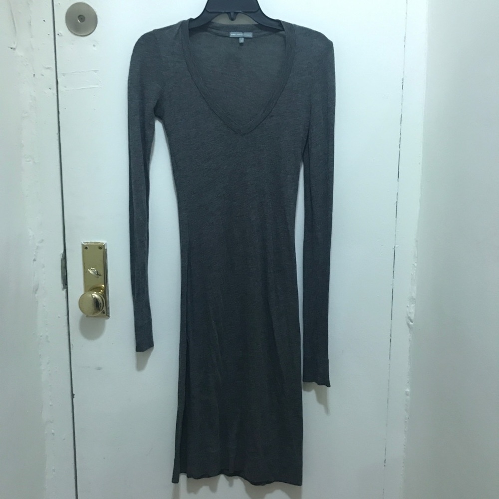 James Perse grey midi v neck dress size 1